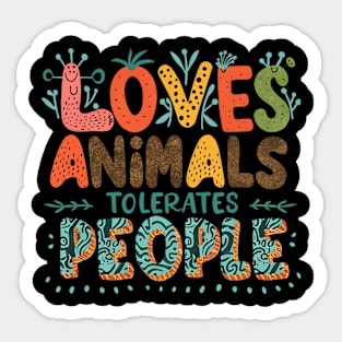 loves animals tolerates people quote Cat Lover & Dog Love Sticker